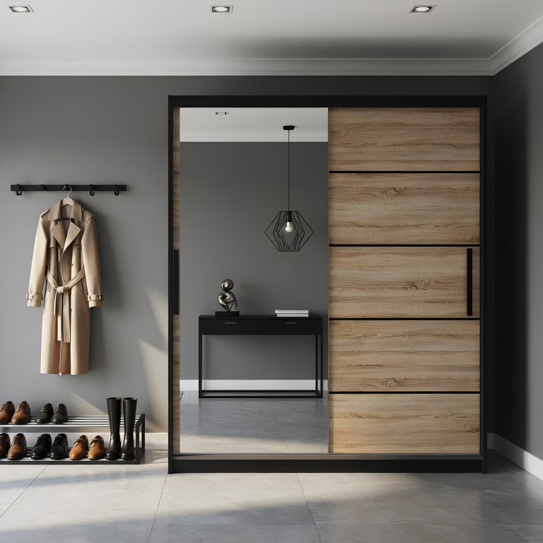 Armadio scorrevole 158 cm con specchio rovere rovere wotan rovere sonoma Produttore MZ SZP3/1/B/DS/0/BL
