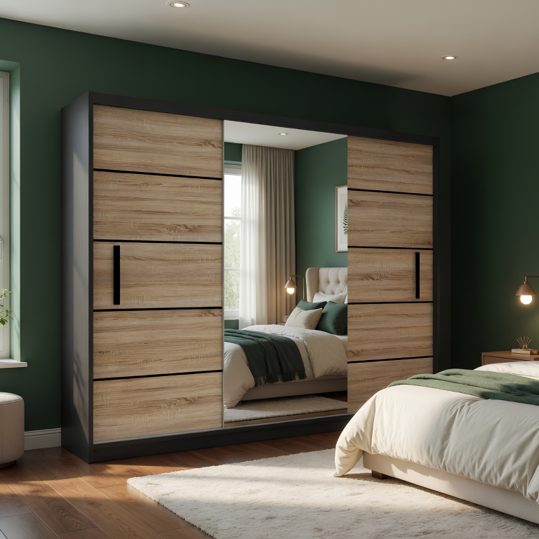 Armadio scorrevole 232 cm con specchio rovere rovere wotan rovere sonoma Produttore MZ SZP4/2/1B/2DS1L/0/BL
