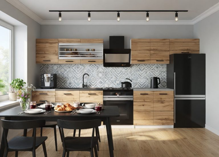 Mobili da cucina 240 cm in rovere Wotan rovere Sonoma con piano di lavoro Produttore TOR ELLA2/5/WT/DW/0/B1