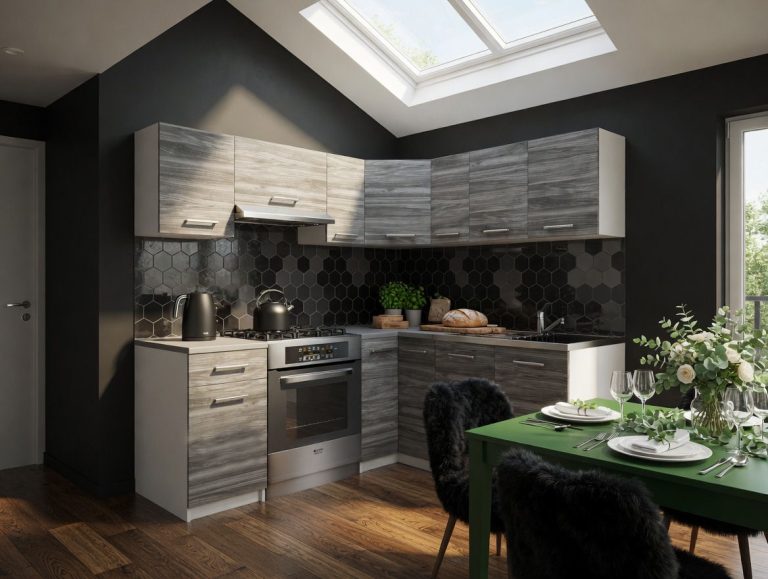 Mobili da cucina 360 cm grigio antracite grafite con piano di lavoro Produttore TOR LIDIAUNIQA3/4/WT/GW1/0/E