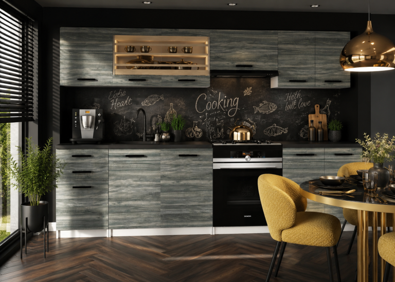 Mobili da cucina 240 cm grigio antracite grafite con piano di lavoro Produttore TOR MARIKA2/4/WT/GW1/0/B1