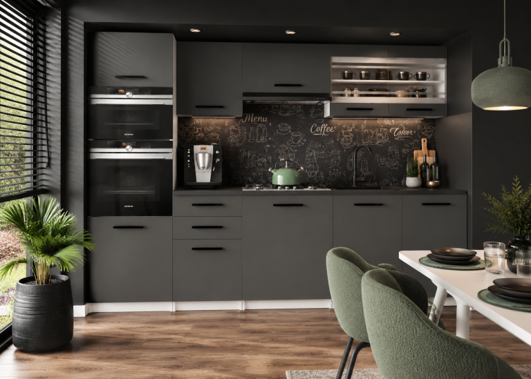 Mobili da cucina 240 cm grigio antracite grafite con piano di lavoro Produttore TOR PAULA2/4/WT/SR/0/B1