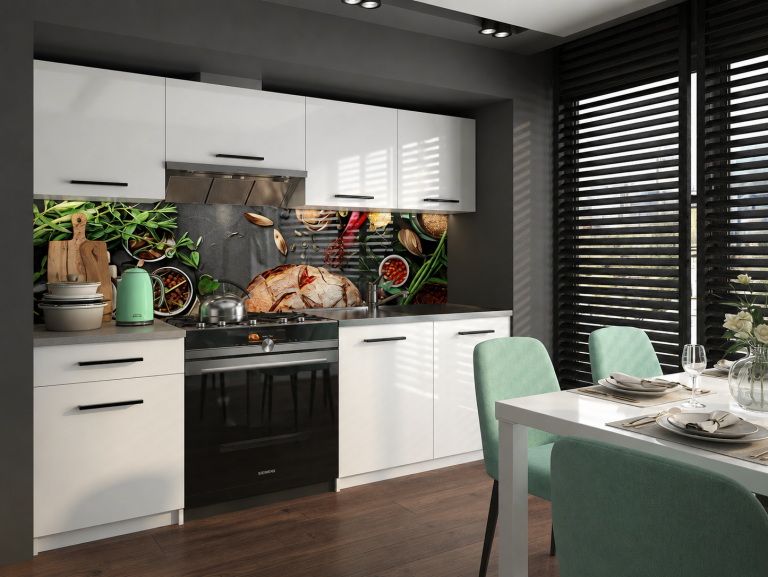 Mobili da cucina 180 cm bianchi lucidi con piano di lavoro Produttore INF SUPERUNIQA2/5/WT/W/0/B1