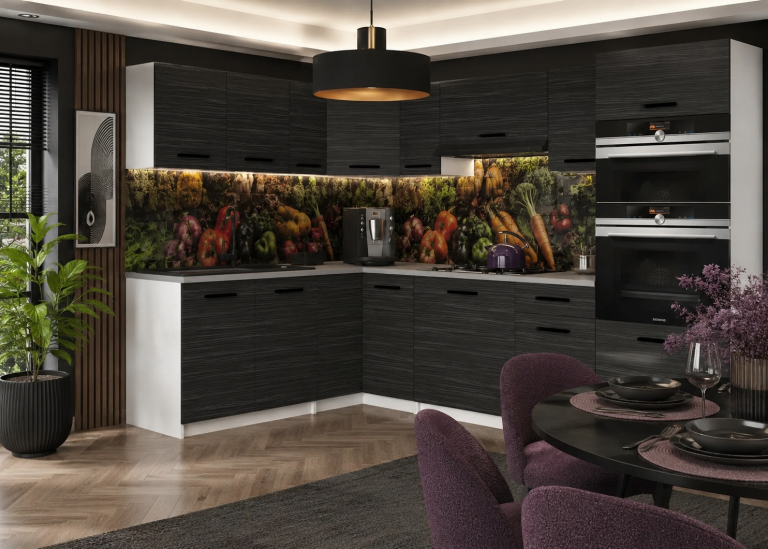 Mobili da cucina 420 cm nero ebano scuro con piano di lavoro Produttore TOR UNIQAGRANDE/5/WT/HK/0/B1