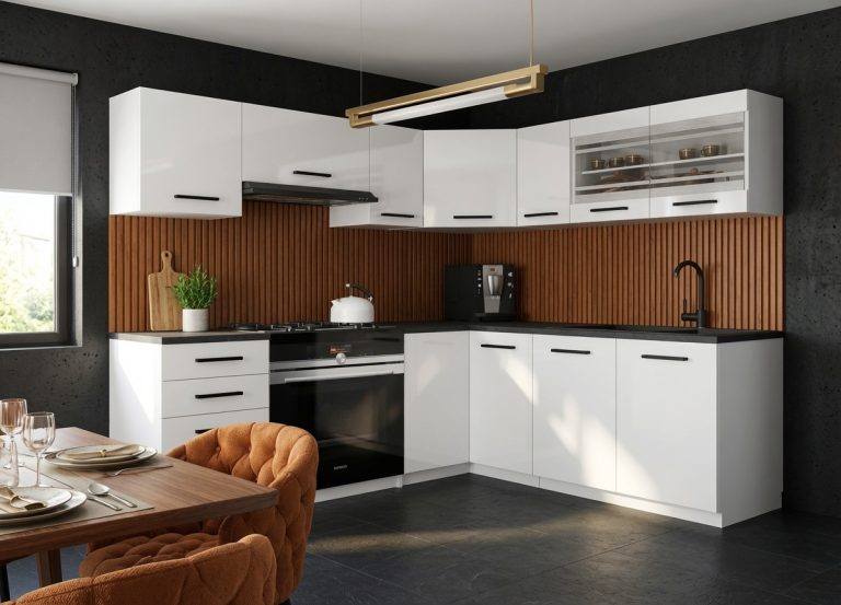 Mobili da cucina 360 cm bianchi opachi con piano di lavoro Produttore TOR LIDIA2/4/WT/WT/0/B1