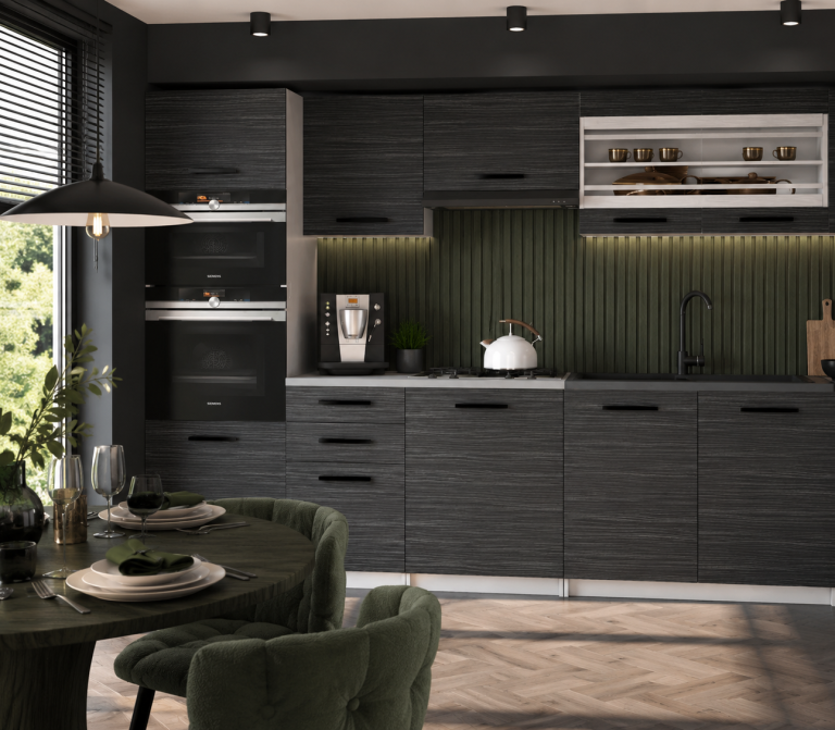 Mobili da cucina 240 cm nero ebano scuro con piano di lavoro Produttore TOR PAULA2/4/WT/HK/0/B1