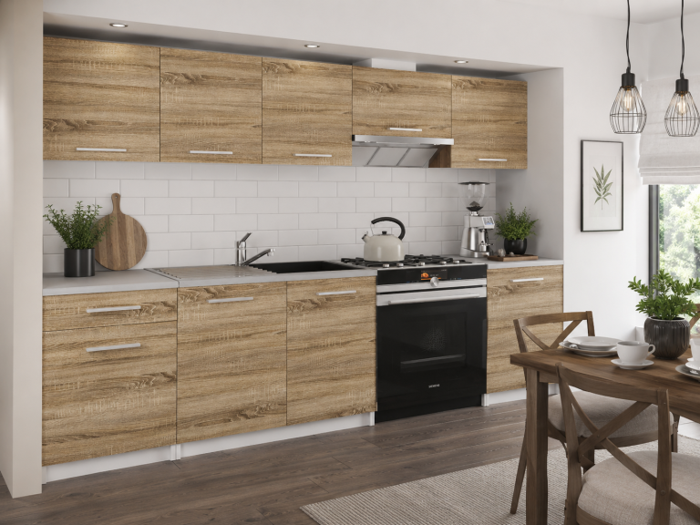 Mobili da cucina 240 cm in rovere Wotan rovere Sonoma con piano di lavoro Produttore TOR UNIQA3/4/WT/DS/0/E