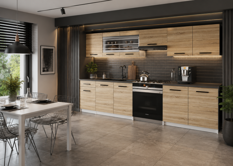 Mobili da cucina 260 cm in rovere Wotan rovere Sonoma con piano di lavoro Produttore TOR JUSTYNA/3/WT/DS/0/B1