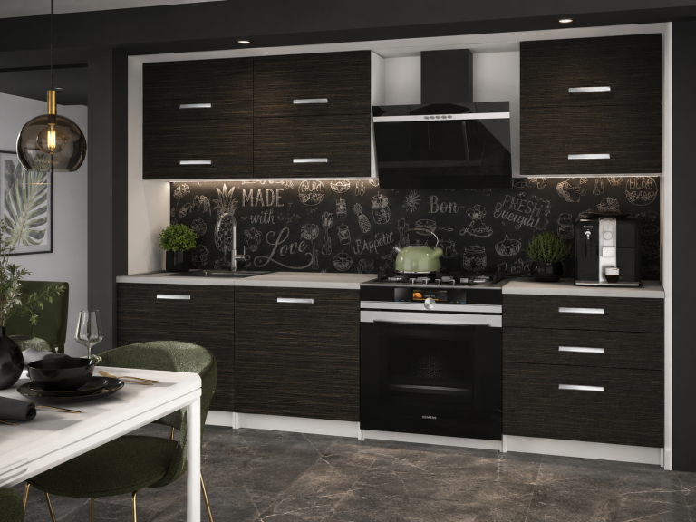 Mobili da cucina 180 cm nero ebano scuro con piano di lavoro Produttore TOR PRIMERA/2/WT/HK/0/T
