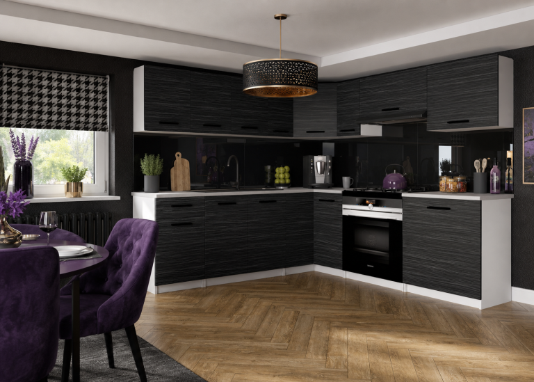 Mobili da cucina 420 cm nero ebano scuro con piano di lavoro Produttore TOR UNIQAPLUS/4/WT/HK/0/B1