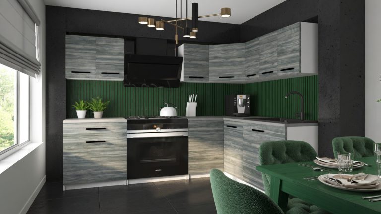Mobili da cucina 300 cm grigio antracite grafite con piano di lavoro Produttore TOR ARMIN2/2/WT/GW1/0/B1
