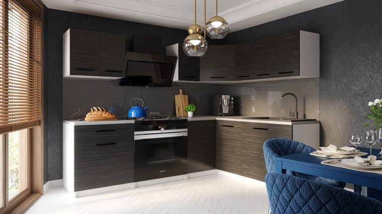 Mobili da cucina 300 cm nero ebano scuro con piano di lavoro Produttore TOR ARMIN2/2/WT/HK/0/B1