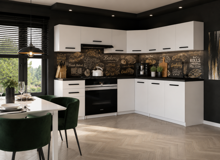 Mobili da cucina 360 cm bianchi opachi con piano di lavoro Produttore TOR LIDIAUNIQA2/4/WT/WT/0/B1