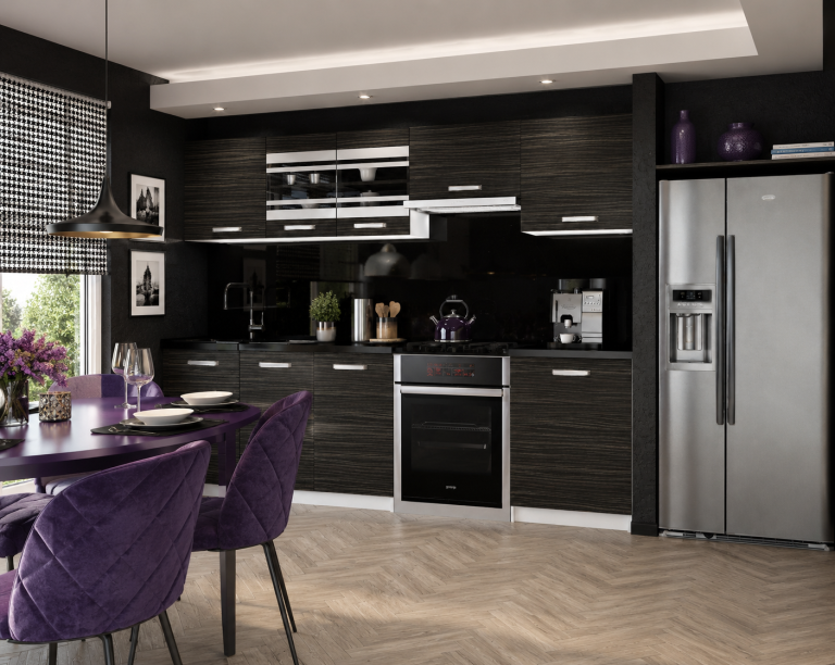 Mobili da cucina 240 cm nero ebano scuro con piano di lavoro Produttore TOR MARIKA/4/WT/HK/0/F
