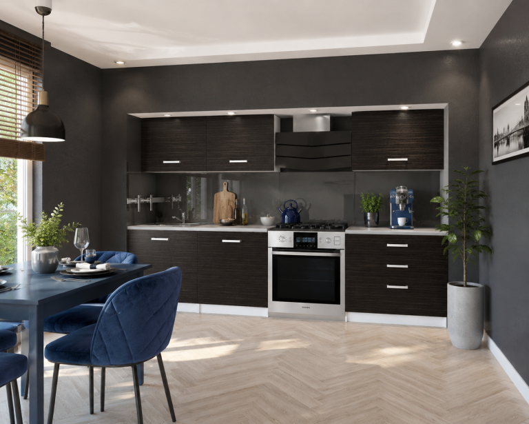 Mobili da cucina 180 cm nero ebano scuro con piano di lavoro Produttore TOR NEPTUN/2/WT/HK/0/P
