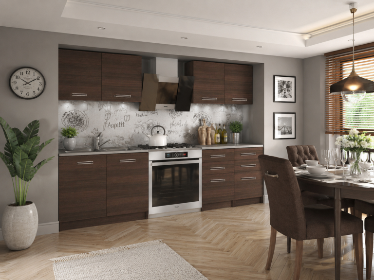 Mobili da cucina 160 cm marrone castagno con piano di lavoro – Svendita HOUSTON/0/KN/KN/0/F