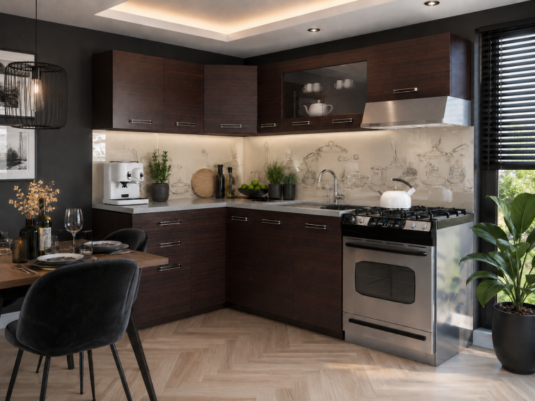 Mobili da cucina 360 cm marrone castagno con piano di lavoro – Svendita LOS ANGELES/1/KN/KN/0/F