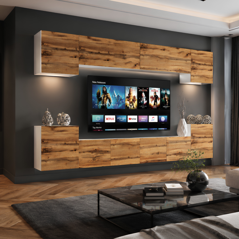 Parete attrezzata TV/RTV 300 cm rovere Wotan – Svendita MIAMI 4/5/W/DW/0/0