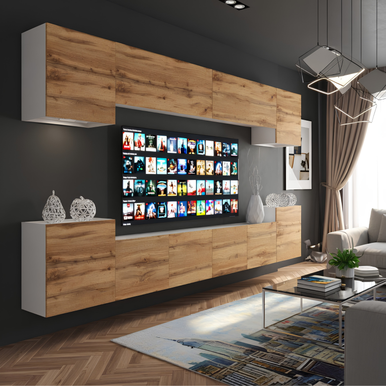 Parete attrezzata TV/RTV 300 cm rovere Wotan – Svendita MIAMI 4/5/W/DW/0/0
