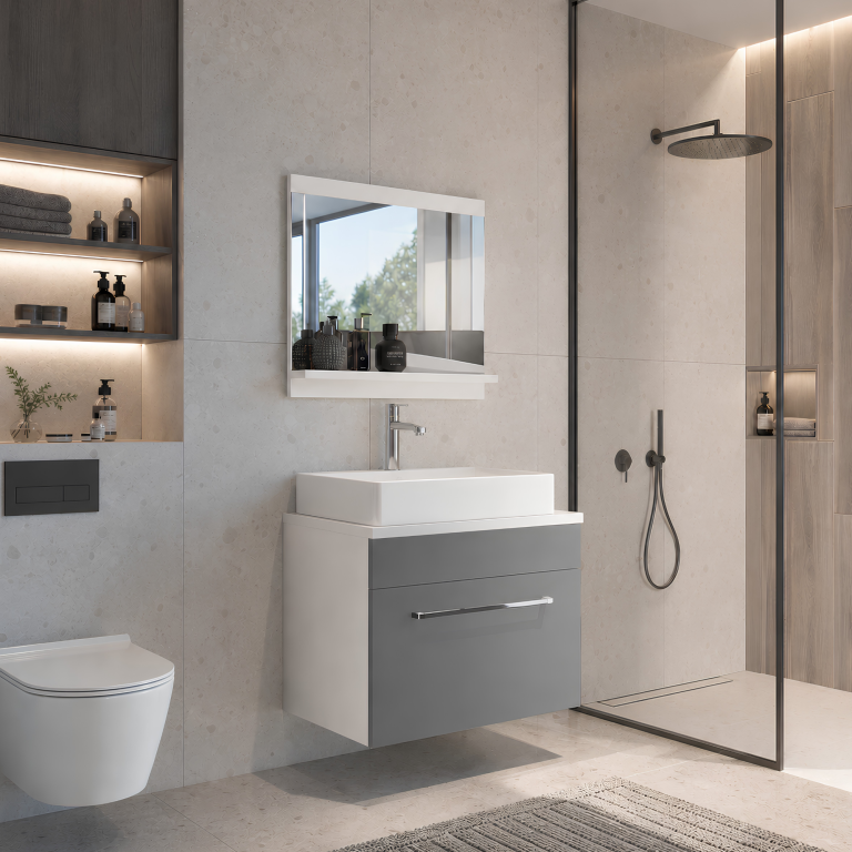 Mobili da bagno con specchio, grigio antracite grafite – Svendita AUSTIN M 1/0/W/SR/0/ZW