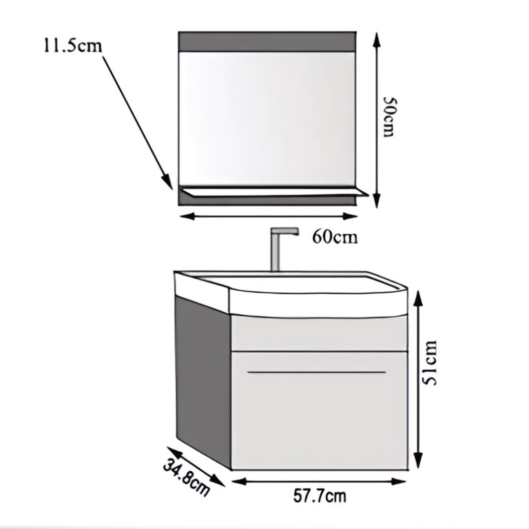 Mobili da bagno Belini nero lucido / rovere wotan + lavabo + specchio Produttore ROD PM 1/0/W/BDW/0/ZW
