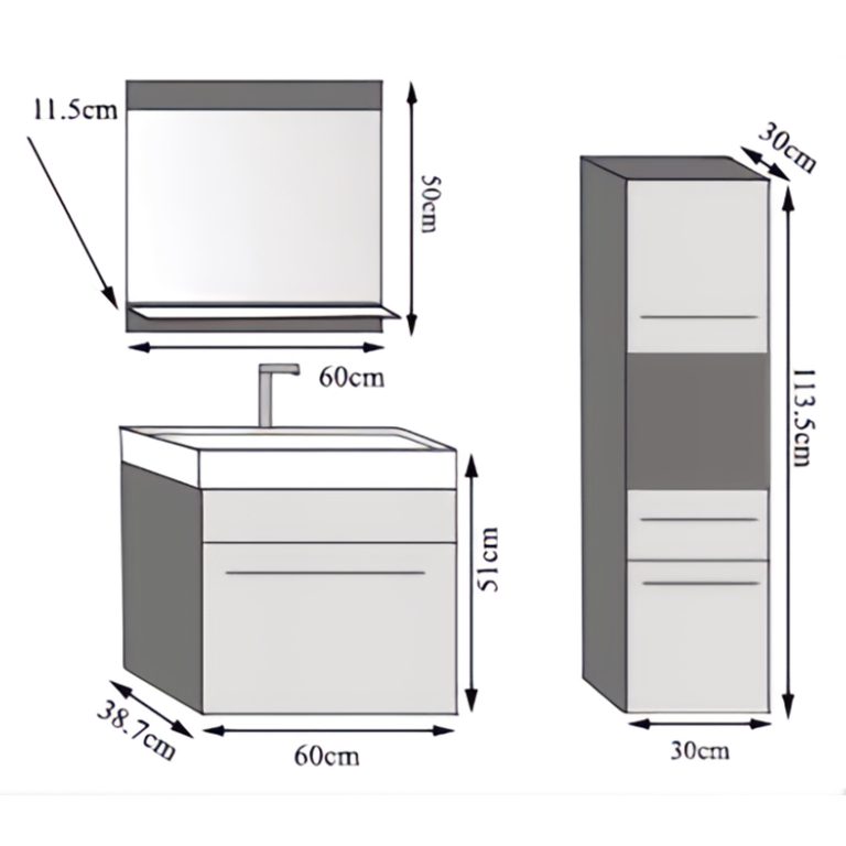 Mobili da bagno Belini rovere wotan + lavabo + specchio Produttore ROD M 3/0/W/DW/0/ZW