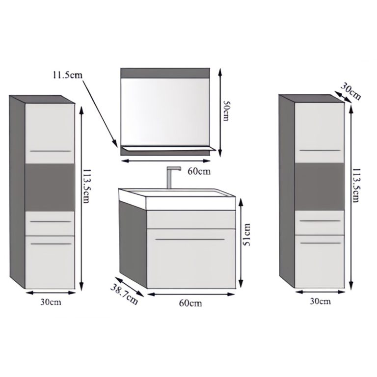 Mobili da bagno Belini nero opaco / ebano reale + lavabo + specchio Produttore ROD M 6/0/W/BHK/0/ZW