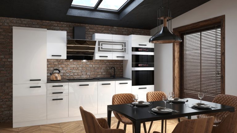 Belini Cucina Premium 300 cm bianco lucido con piano di lavoro MILA Produttore INF MILA/0/WT/W/B/B1