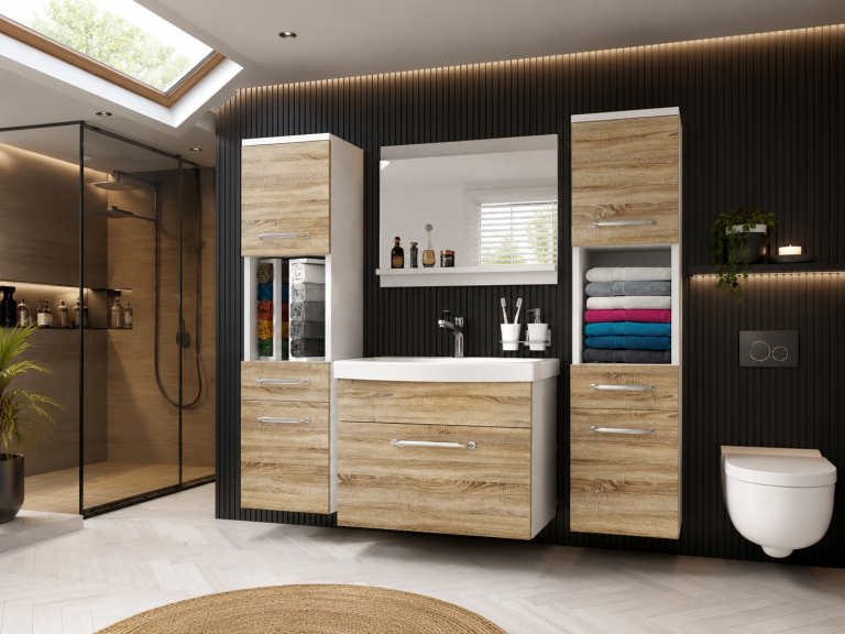 Mobile da bagno con lavabo e specchio rovere sonoma – Produttore ROD PRIMO M 6/0/W/DS/0/ZINC