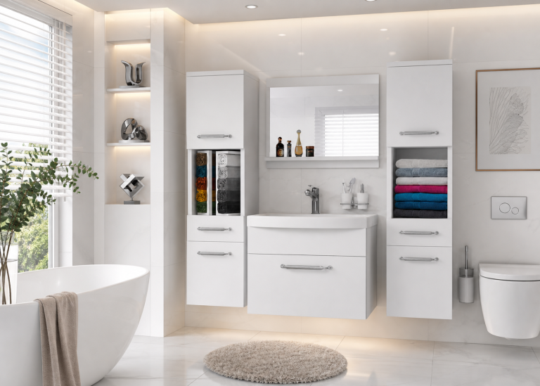 Mobile da bagno con lavabo e specchio bianco opaco – Produttore ROD PRIMO M 6/0/W/W/0/ZINC