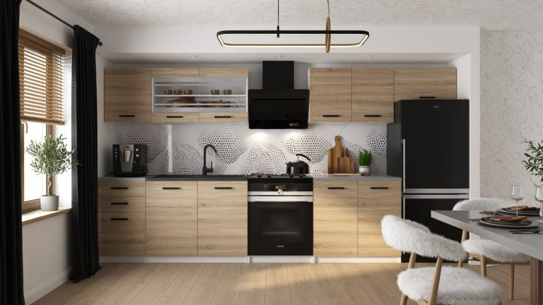 Mobili da cucina 240 cm in rovere Wotan rovere Sonoma con piano di lavoro Produttore TOR ELLA2/4/WT/DS/0/B1