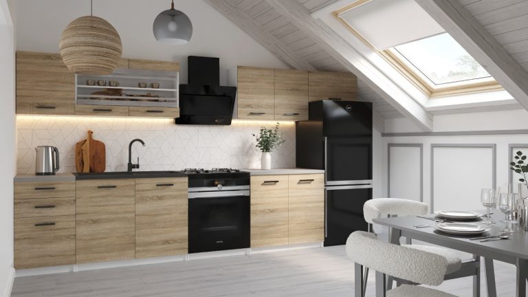 Mobili da cucina 240 cm in rovere Wotan rovere Sonoma con piano di lavoro Produttore TOR ELLA2/4/WT/DS/0/B1