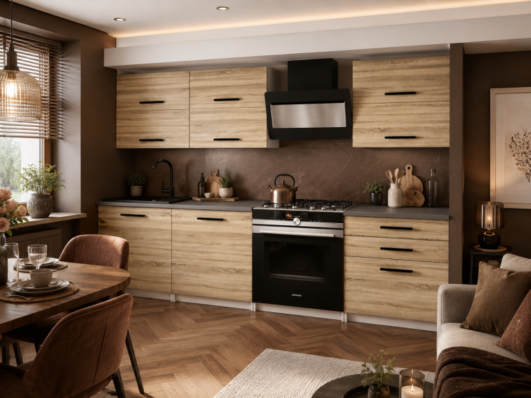 Mobili da cucina 180 cm in rovere Wotan rovere Sonoma con piano di lavoro Produttore TOR PRIMERA2/2/WT/DS/0/B1
