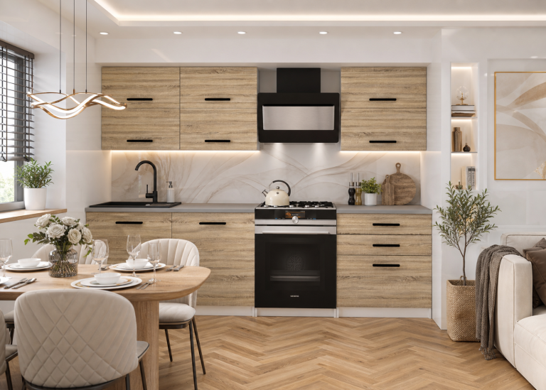 Mobili da cucina 180 cm in rovere Wotan rovere Sonoma con piano di lavoro Produttore TOR PRIMERA2/2/WT/DS/0/B1
