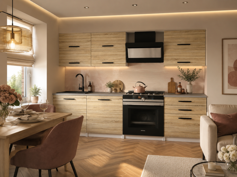 Mobili da cucina 180 cm in rovere Wotan rovere Sonoma con piano di lavoro Produttore TOR PRIMERA2/2/WT/DS/0/B1