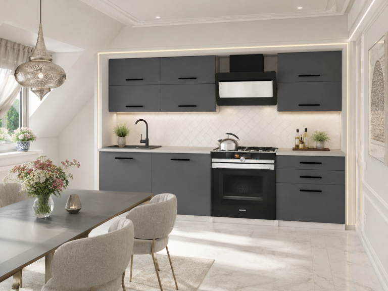 Mobili da cucina 180 cm grigio antracite grafite con piano di lavoro Produttore TOR PRIMERA2/3/WT/SR/0/B1