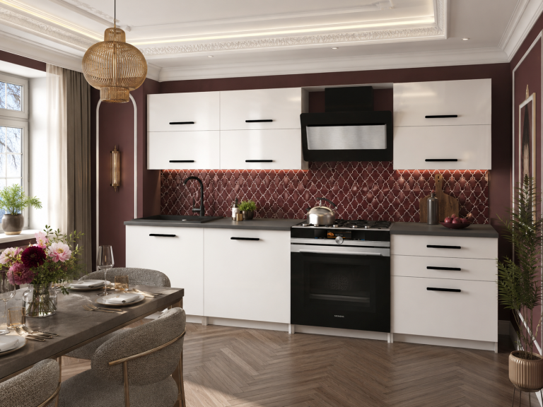 Mobili da cucina 180 cm bianchi opachi con piano di lavoro Produttore TOR PRIMERA2/3/WT/WT/0/B1