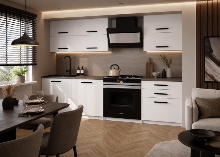 Mobili da cucina 180 cm bianchi opachi con piano di lavoro Produttore TOR PRIMERA2/3/WT/WT/0/B1