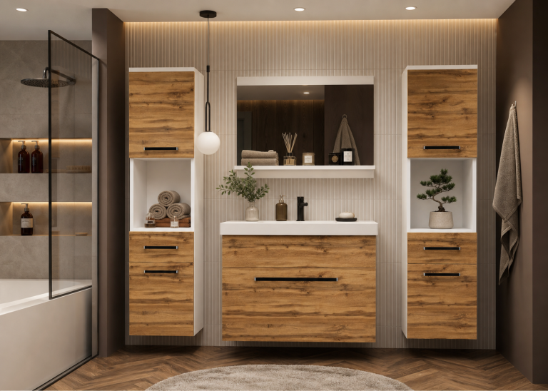 Mobili da bagno Belini rovere wotan + lavabo + specchio Produttore ROD M 6/0/W/DW/0/ZW