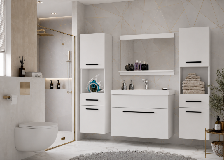 Mobili da bagno Belini bianco opaco + lavabo + specchio Produttore ROD M 6/0/W/W/0/ZW