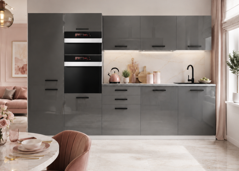 Belini Cucina Premium 300 cm grigio lucido con piano di lavoro GRACE Produttore INF GRACE/0/WT/S/B/B1