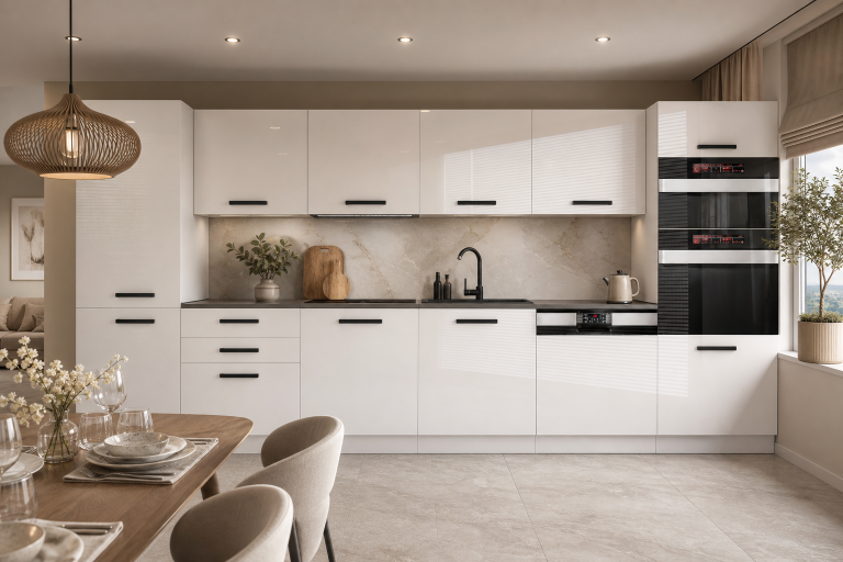 Belini Cucina Premium 360 cm bianco lucido con piano di lavoro NAOMI Produttore INF NAOMI/0/WT/W/B/B1






