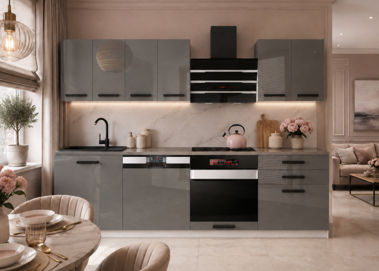 Belini Cucina Premium 240 cm grigio lucido con piano di lavoro SUSAN Produttore INF SUSAN/0/WT/S/B/B1