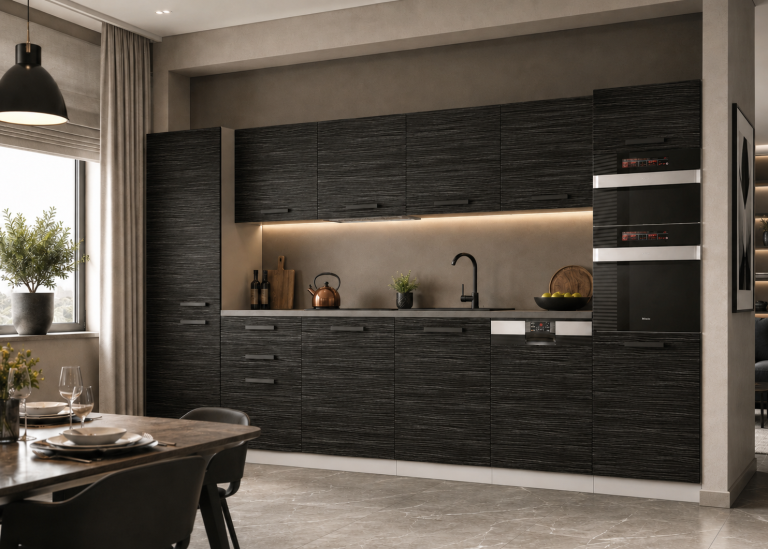 Belini Cucina Premium 360 cm royal ebony con piano di lavoro NAOMI Produttore TOR NAOMI/0/WT/HK/B/B1