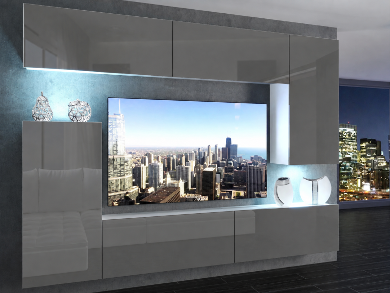 Parete attrezzata TV / mobile TV 250 cm grigio lucido  Produttore IMP 8/5/W/S/0/0