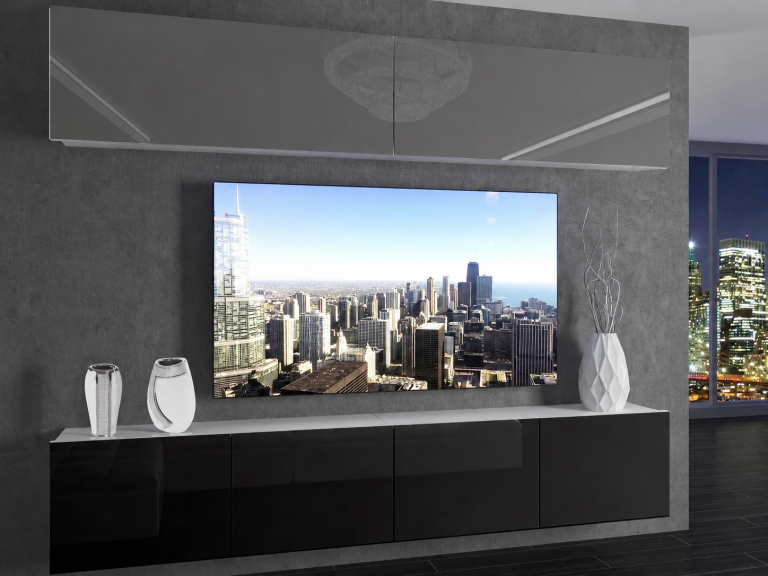 Parete attrezzata TV / mobile TV 200 cm grigio lucido e nero lucido  Produttore IMP 6/5/W/SB/0/0