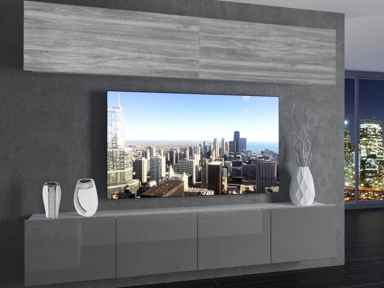 Parete attrezzata TV / mobile TV 200 cm grigio antracite e grafite lucido  Produttore IMP 6/5/W/GW1S/0/0