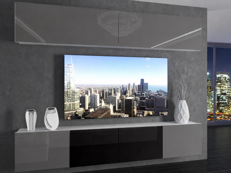 Parete attrezzata TV / mobile TV 200 cm grigio e nero lucido  Produttore IMP 6/5/W/SSBS/0/0
