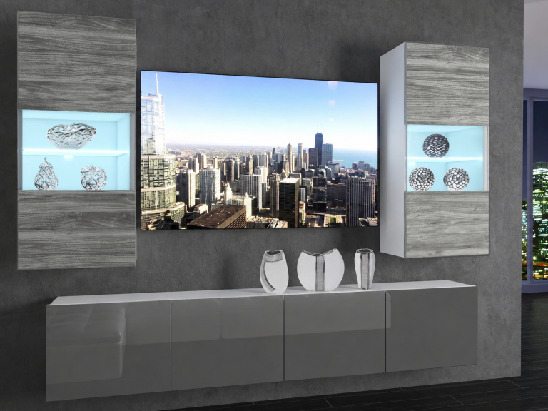 Parete attrezzata TV / mobile TV 200 cm grigio antracite e grafite lucido  Produttore IMP 7/5/W/GW1S/0/0