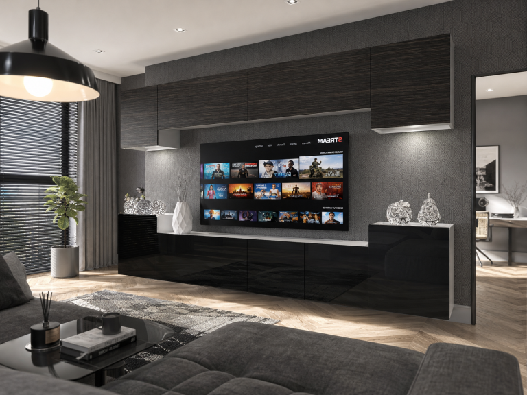 Parete attrezzata TV / mobile TV 300 cm nero ebano  Produttore IMP 4/5/W/HKB/0/0